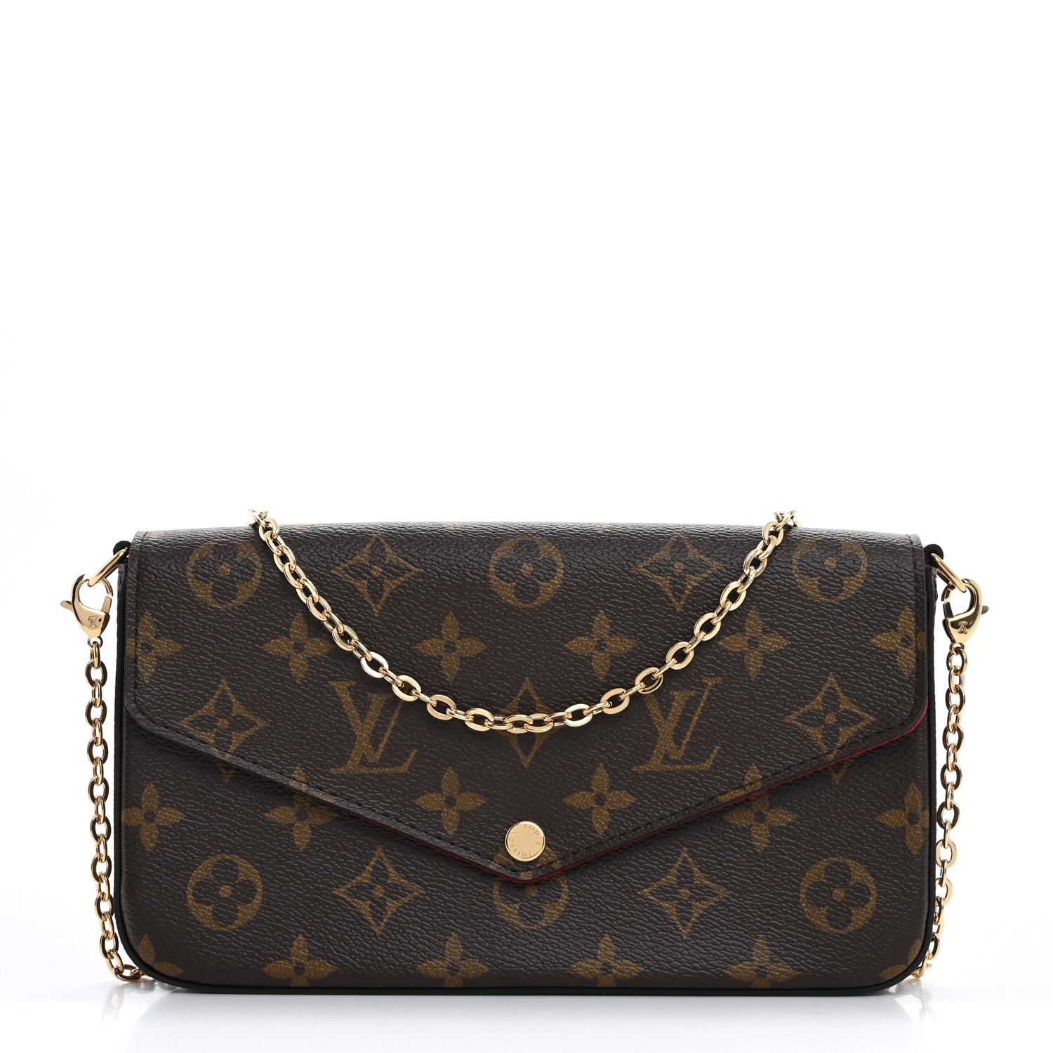 Louis Vuitton Monogram Pochette Felicie Chain Wallet Fuchsia 1 of 14
