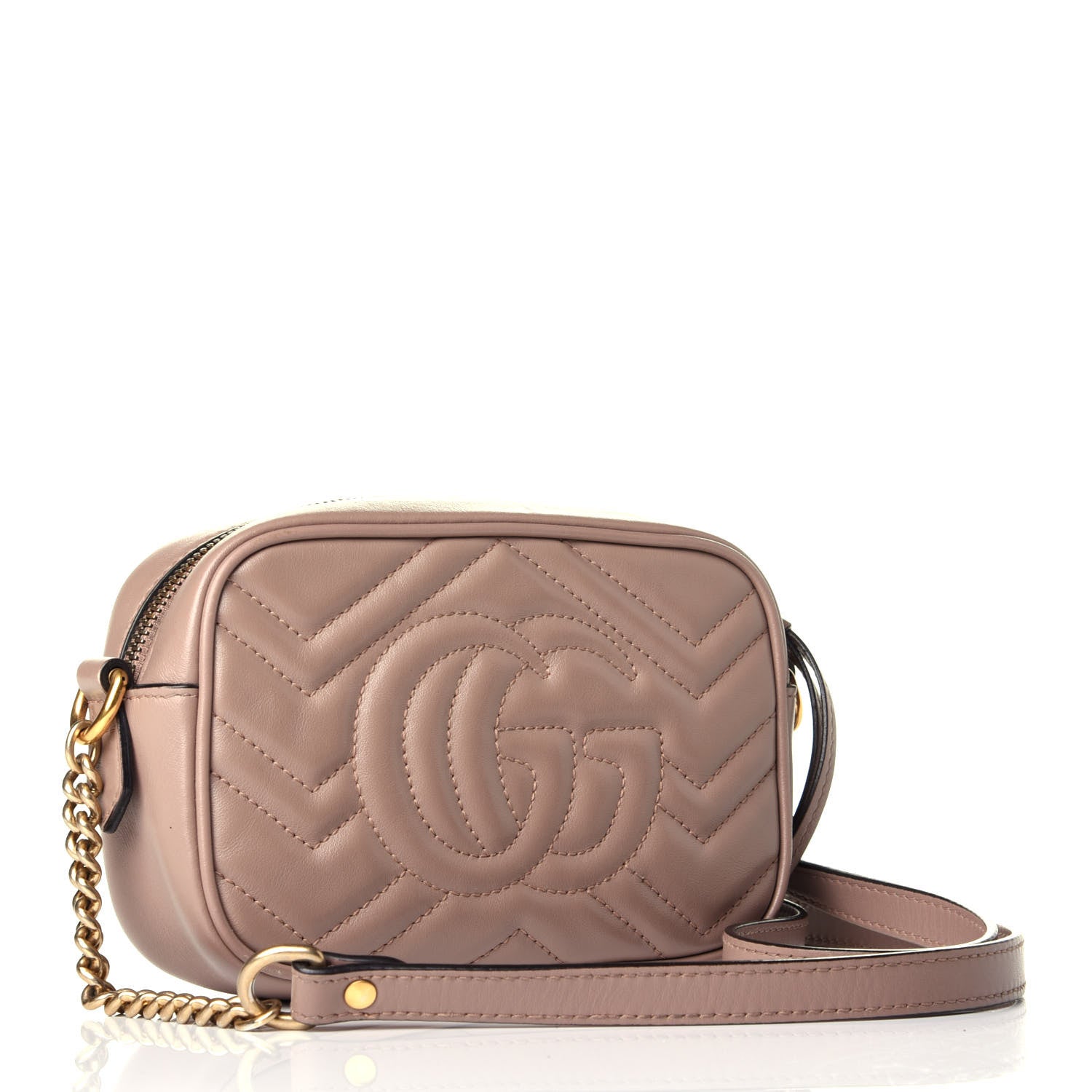 Gucci Calfskin Matelasse Mini GG Marmont Chain Shoulder Bag Porcelain Rose 5 of 17