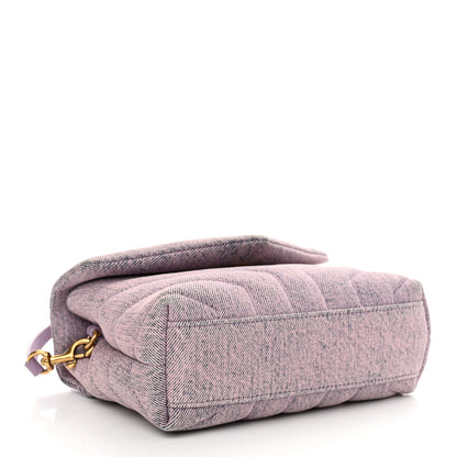 Saint Laurent Denim Y Quilted Monogram Toy Loulou Crossbody Bag Bleached Lilac 4 of 13