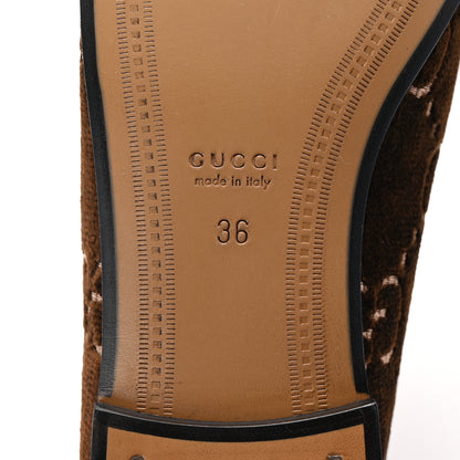 Gucci Velvet GG Monogram Horsebit Womens Jordaan Loafers 36 Brown Black 7 of 11