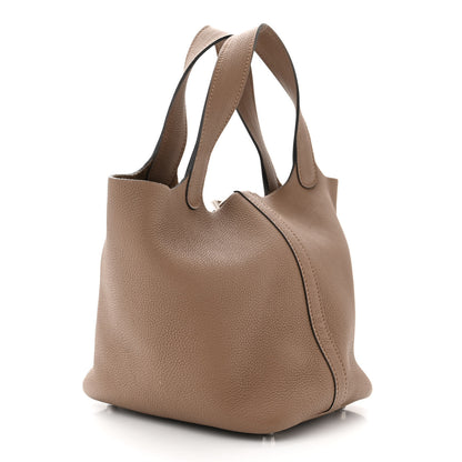 Hermes Taurillon Clemence Picotin Lock 18 PM Beige De Weimar 2 of 14