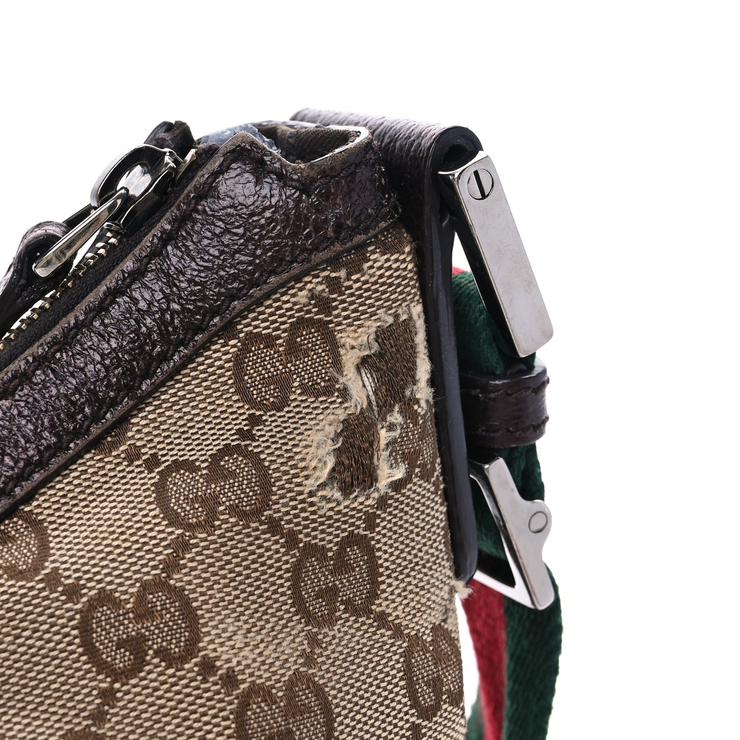 Monogram Web Medium Half Moon Hobo Dark Brown