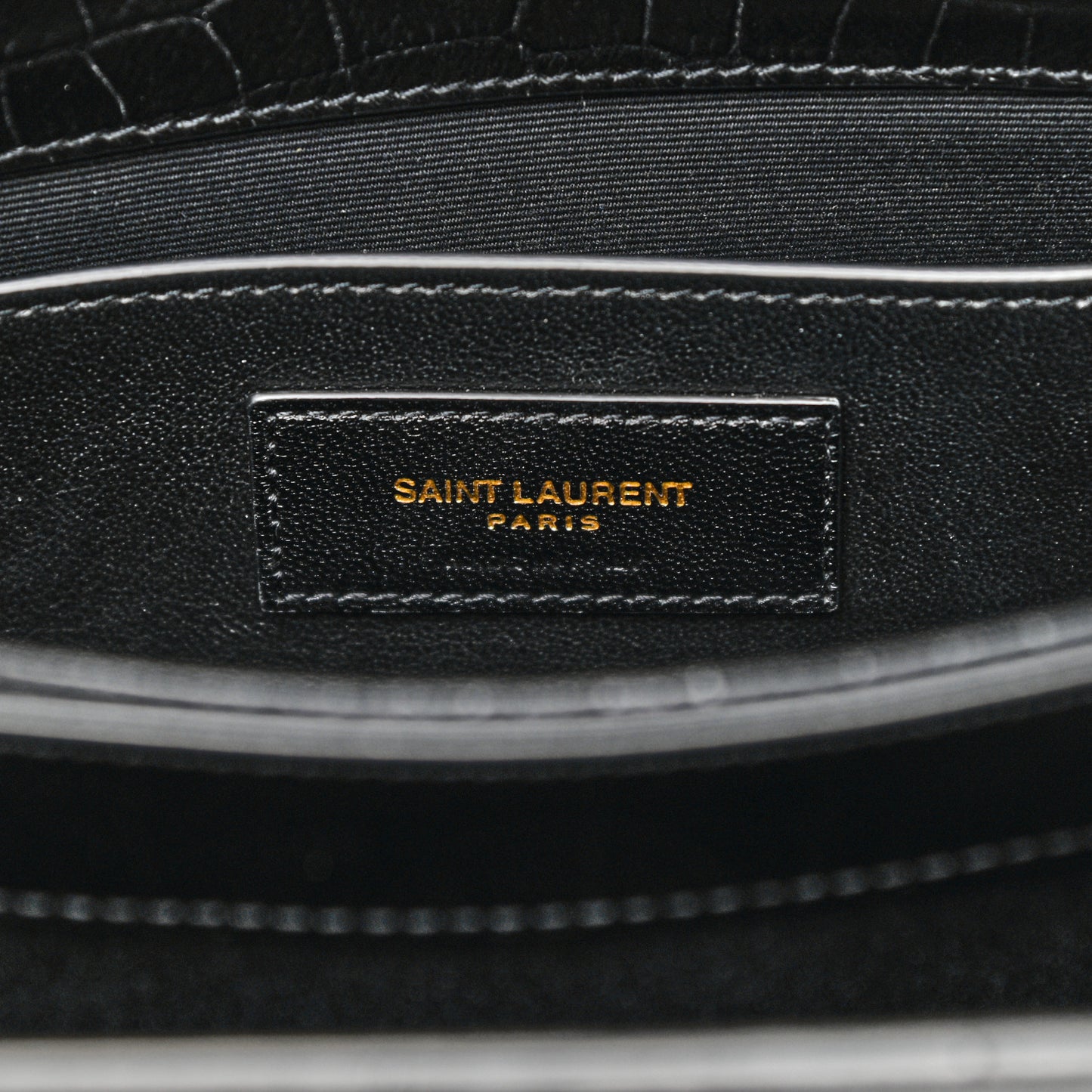 Calfskin Crocodile Embossed Monogram Medium Sunset Black