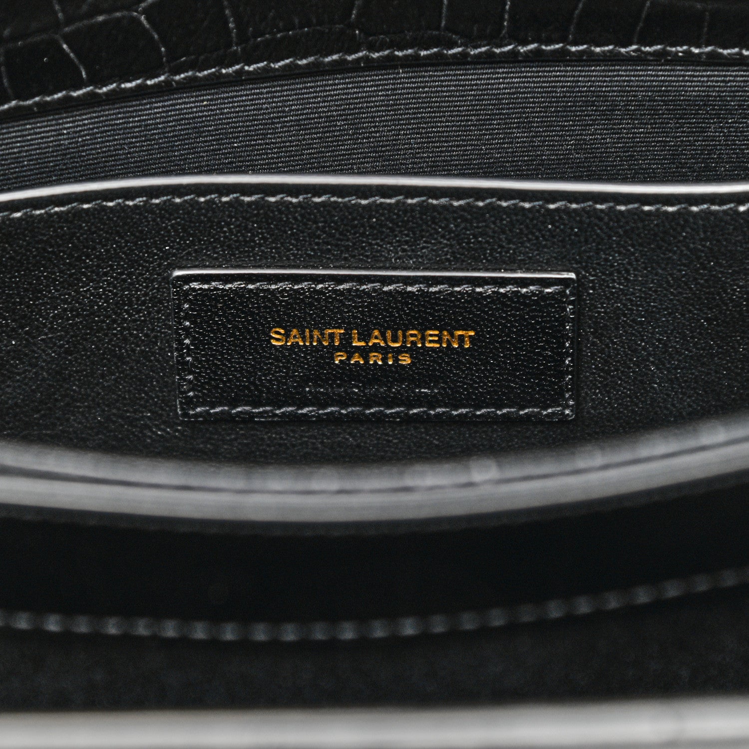 Saint Laurent Calfskin Crocodile Embossed Monogram Medium Sunset Black 7 of 10