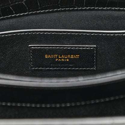Saint Laurent Calfskin Crocodile Embossed Monogram Medium Sunset Black 7 of 10
