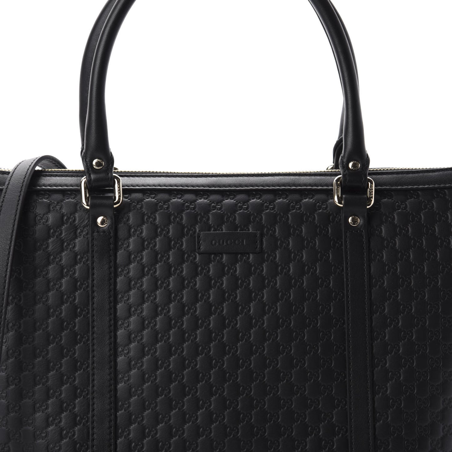 Soft Microguccissima Small Zippered Satchel Black