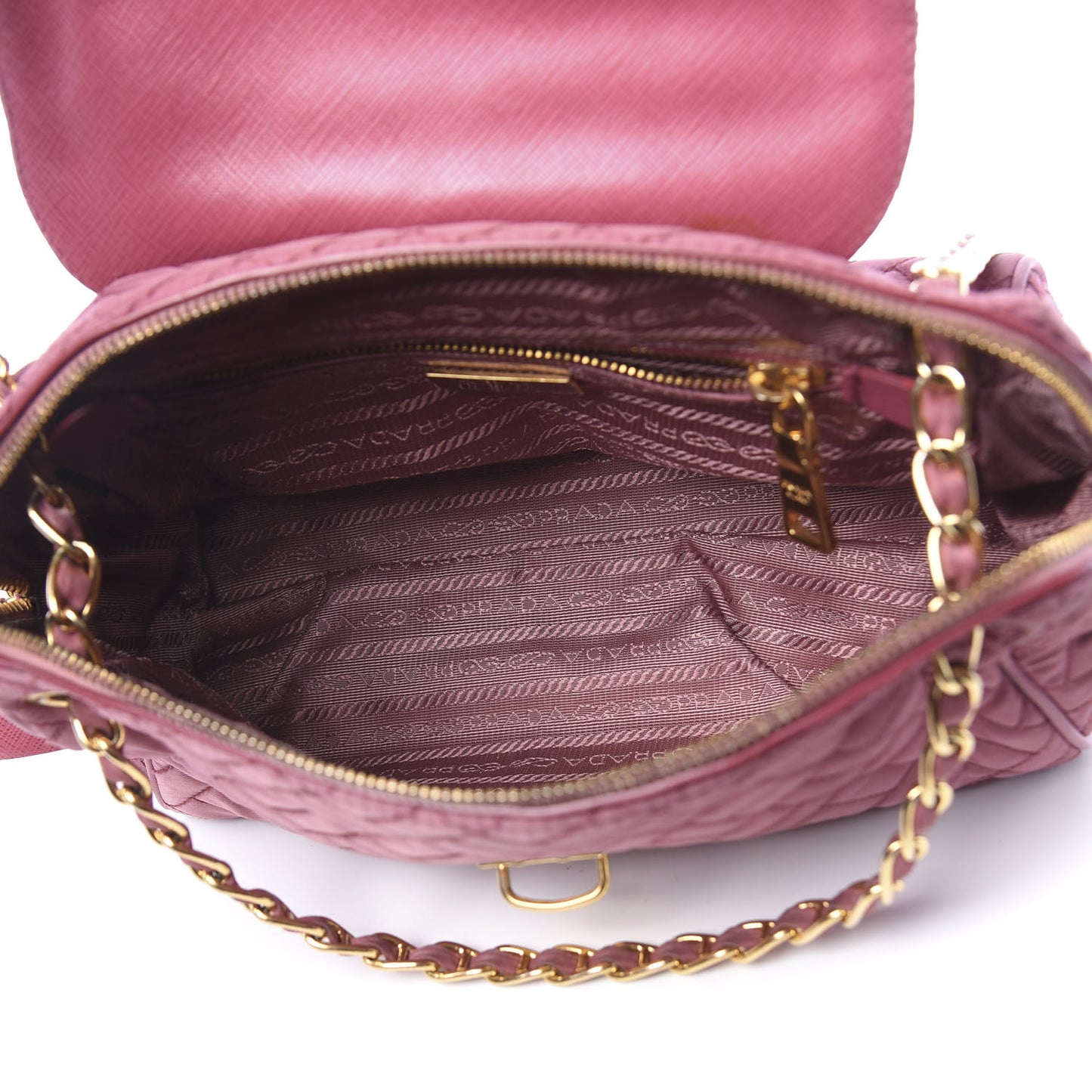 Nylon Tessuto Impunture Quilted Flap Pink
