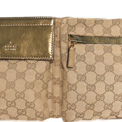 Gucci GG Monogram Web Double Pocket Belt Bag Gold Pink 9 of 14