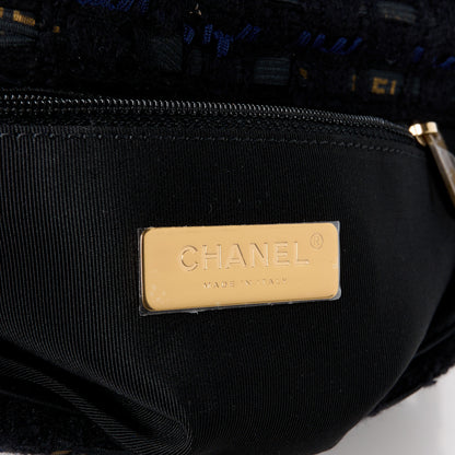 Chanel Tweed Quilted Medium Chanel 19 Flap Black Navy Gold 6 of 11