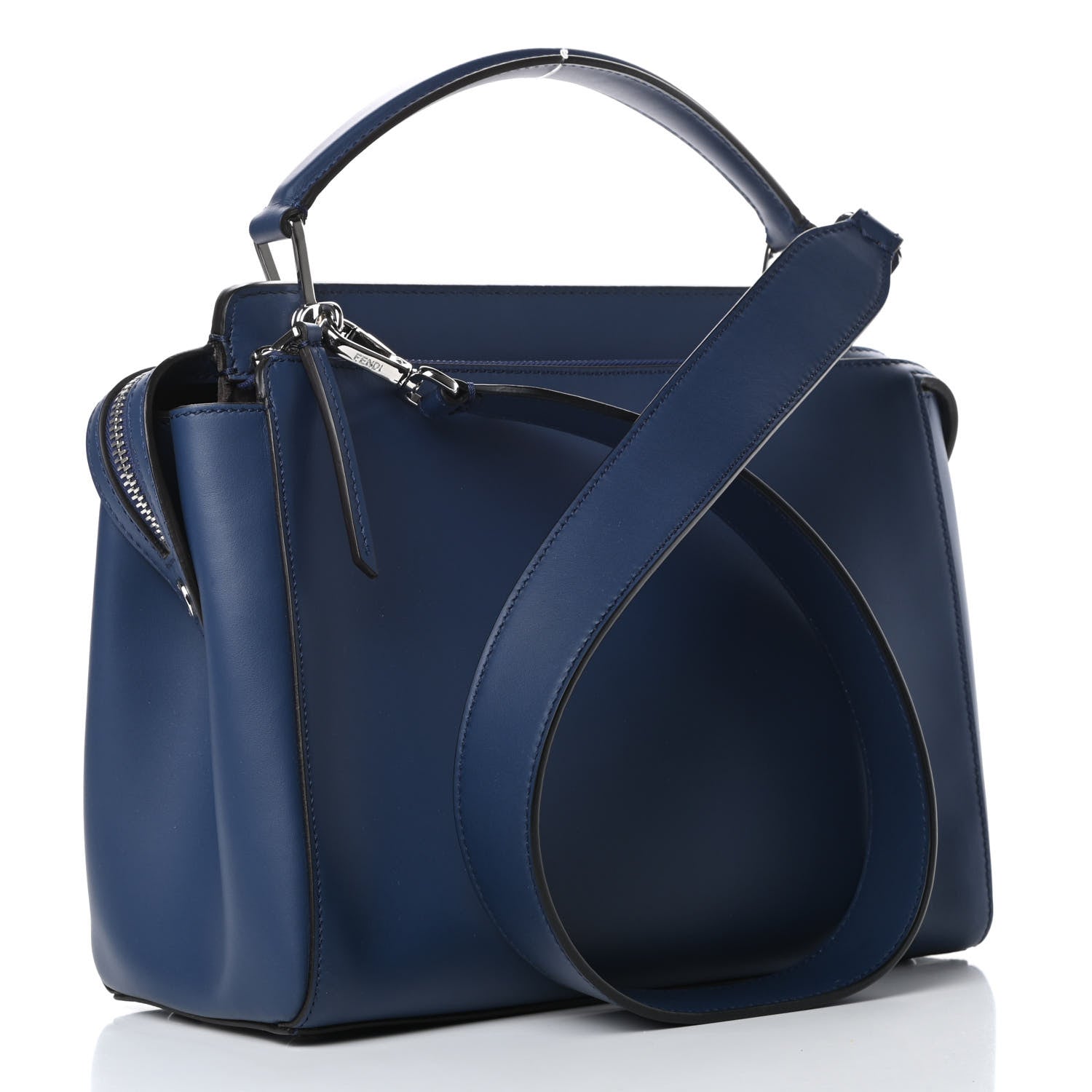 Fendi Vitello Baltico Dolce DotCom Satchel Blue Malachite 3 of 13