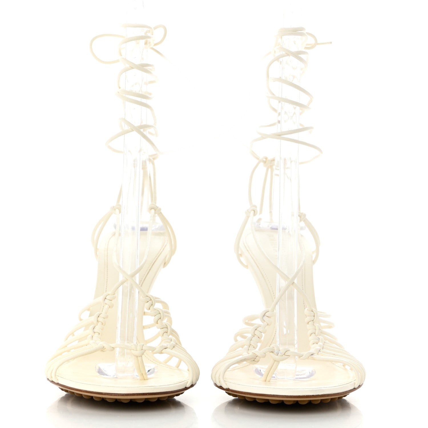Bottega Veneta Nappa Dot Ankle Tie Sandals 39 White 2 of 8