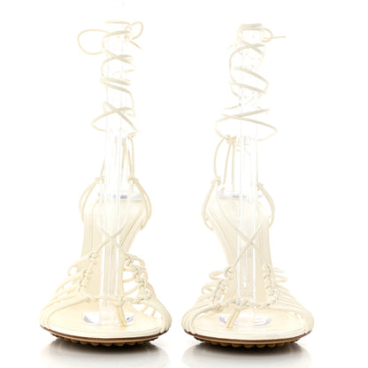 Bottega Veneta Nappa Dot Ankle Tie Sandals 39 White 2 of 8
