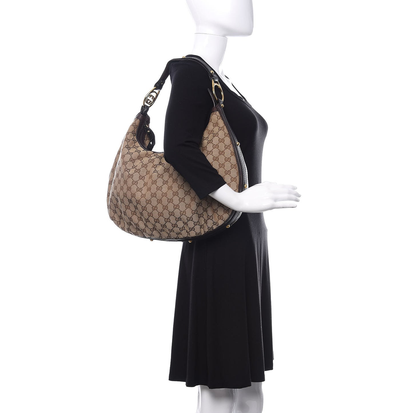 Monogram Medium Interlocking Hobo Dark Brown