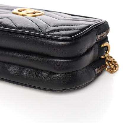Gucci Calfskin Matelasse Mini GG Marmont Chain Crossbody Bag Black 10 of 12
