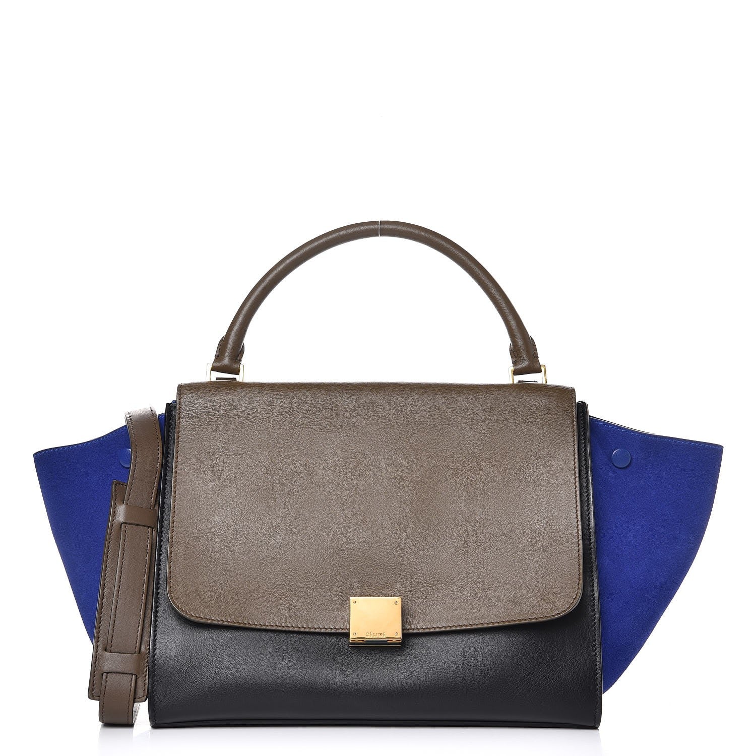 Celine Smooth Calfskin Suede Medium Tri-color Trapeze Indigo 1 of 9
