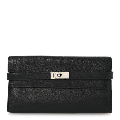 Hermes Chevre Mysore Kelly Longue Wallet Black 1 of 12