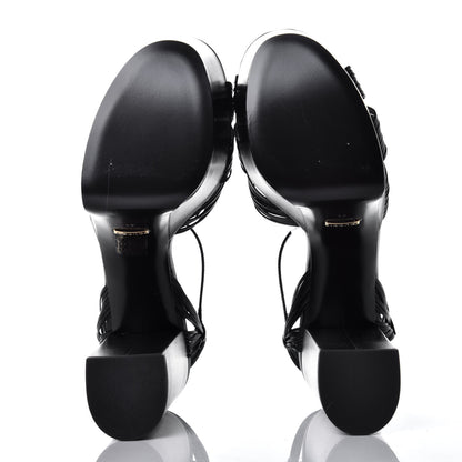 Gucci Malaga Kid Crawford Knotted Strap Platform Sandals 41 Black 5 of 8
