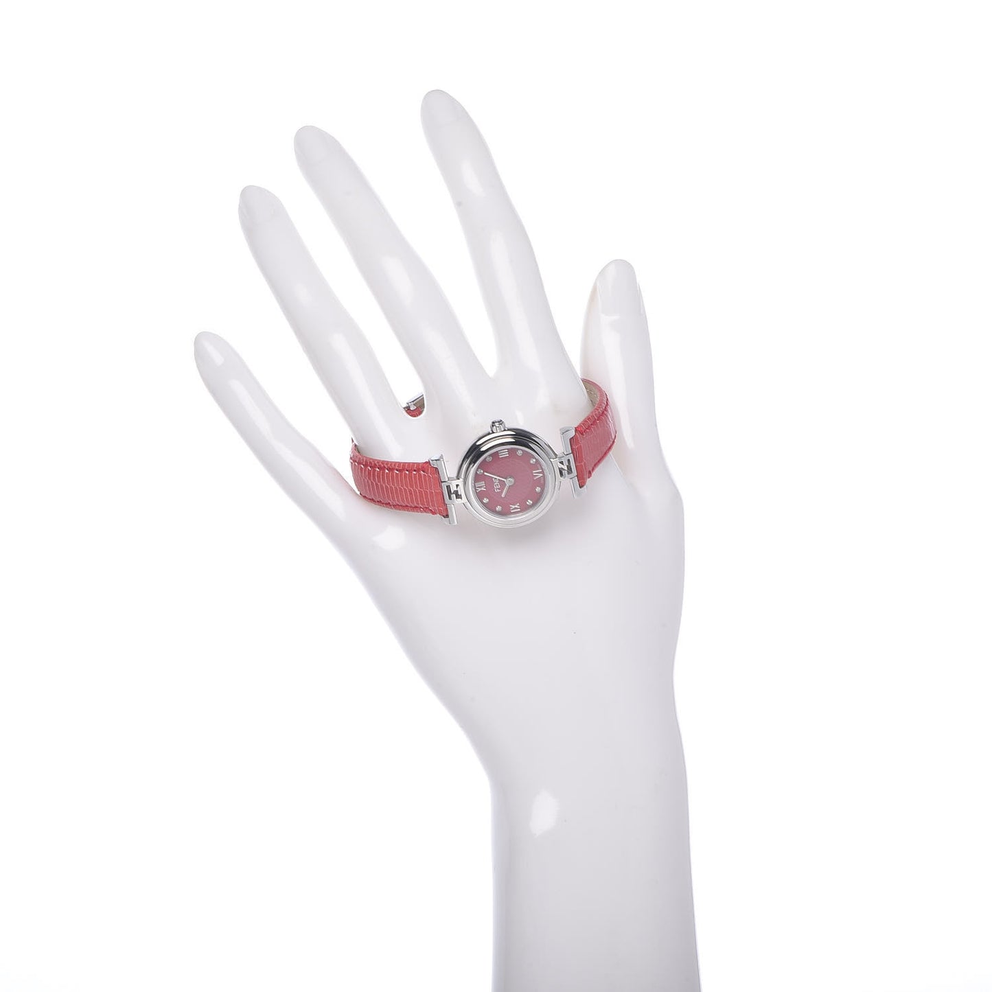 Stainless Steel Calfskin Diamond 23mm Moda Quartz Watch Red