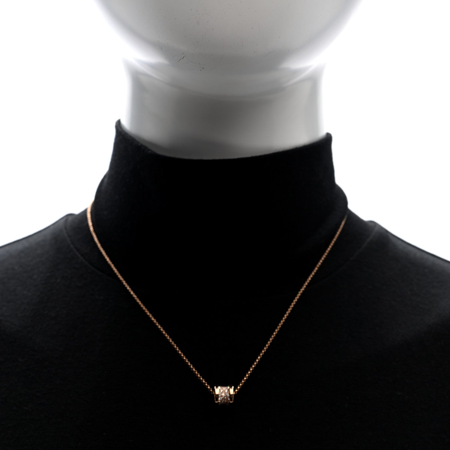 Bulgari 18K Rose Gold Diamond Small B.Zero1 Pave Pendant Necklace 2 of 5