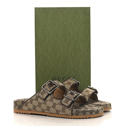 Gucci GG Monogram Lavaredo Eco Fabric Mens Slide Sandals With Straps 10 Beige Ebony Light Brown 10 of 10