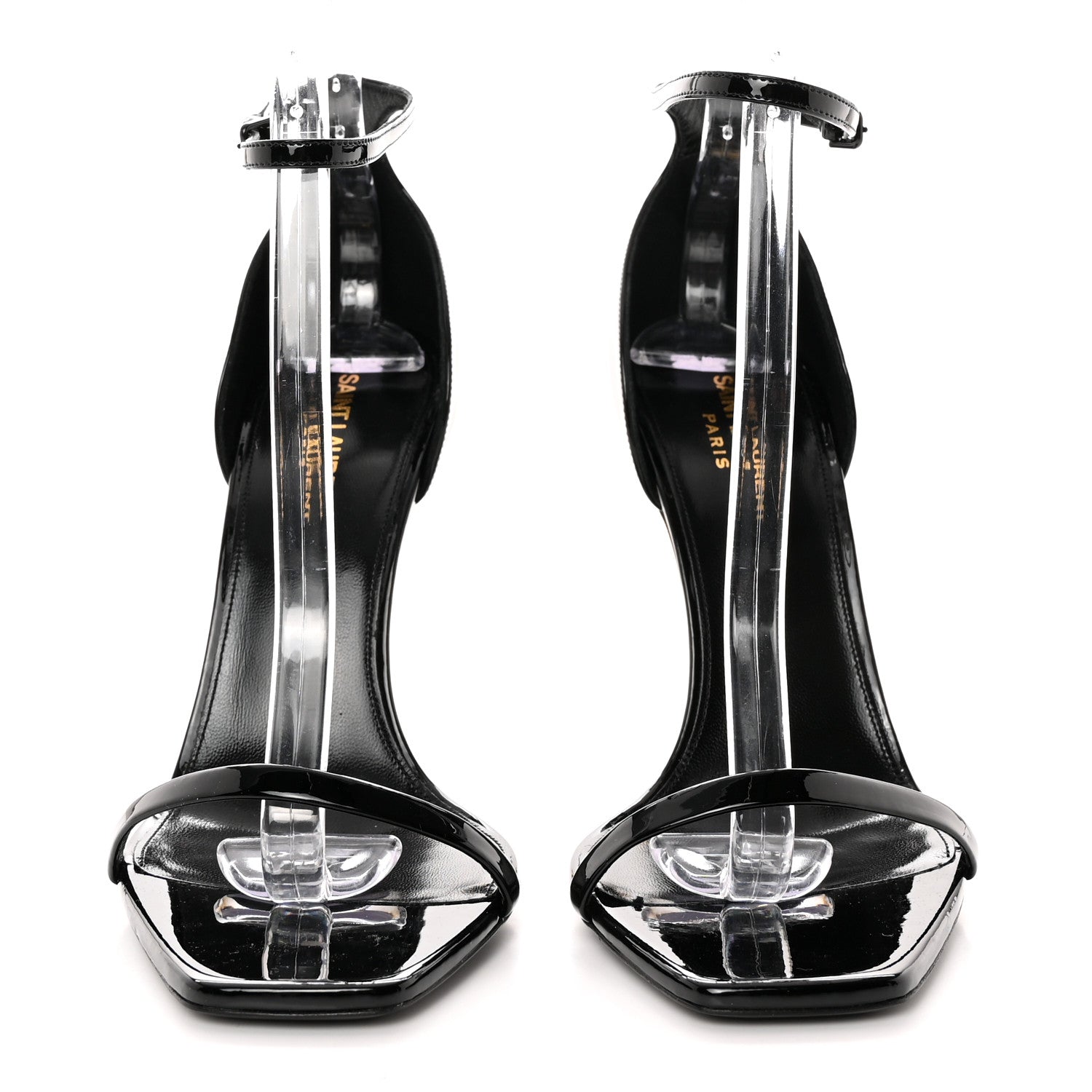 Saint Laurent Patent Calfskin Opyum 110 Sandals 40 Black Gold 2 of 10