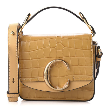 Chloe Calfskin Crocodile Embossed Mini C Double Carry Honey Gold 1 of 9