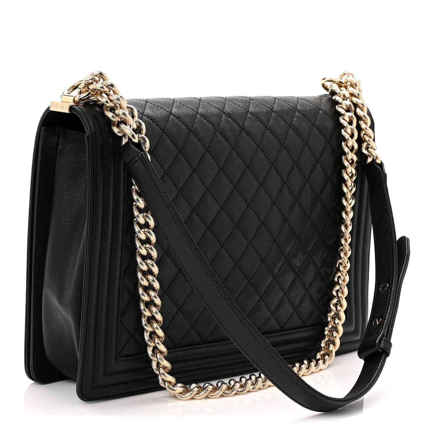 Caviar Quilted Large Boy Flap Black