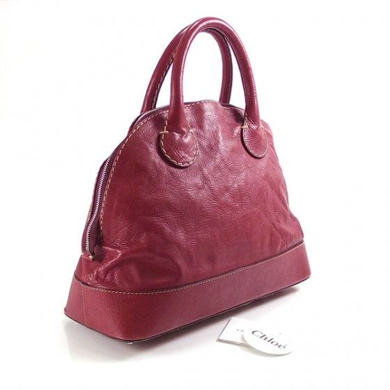 Calfskin Edith Dome Bowler Red