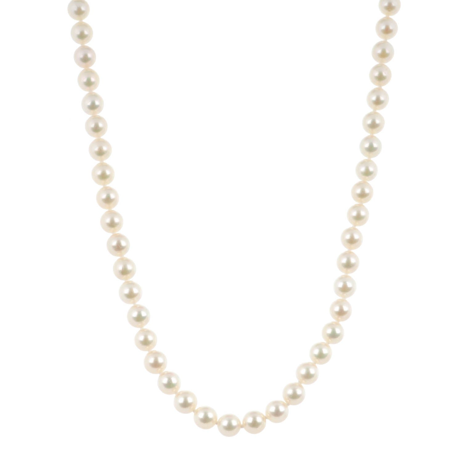 Mikimoto 18K Yellow Gold Akoya Pearl 6.5-7mm Strand Necklace 18" 1 of 4