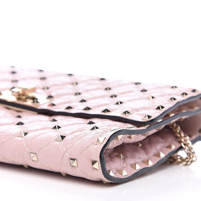 Valentino Garavani Craquele Nappa Rockstud Spike Wallet on Chain Water Rose 7 of 11