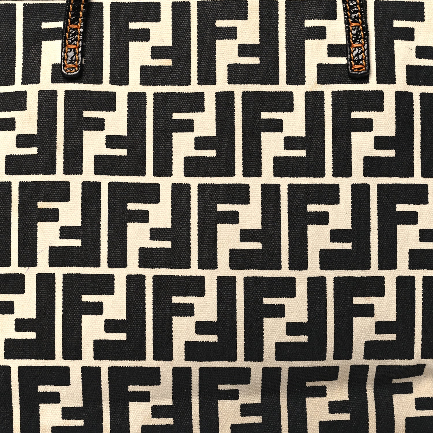Fendi Canvas FF Roll Tote Black White 8 of 15