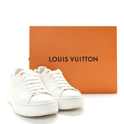 Louis Vuitton Calfskin Monogram Debossed Time Out Sneakers 38 White 14 of 14