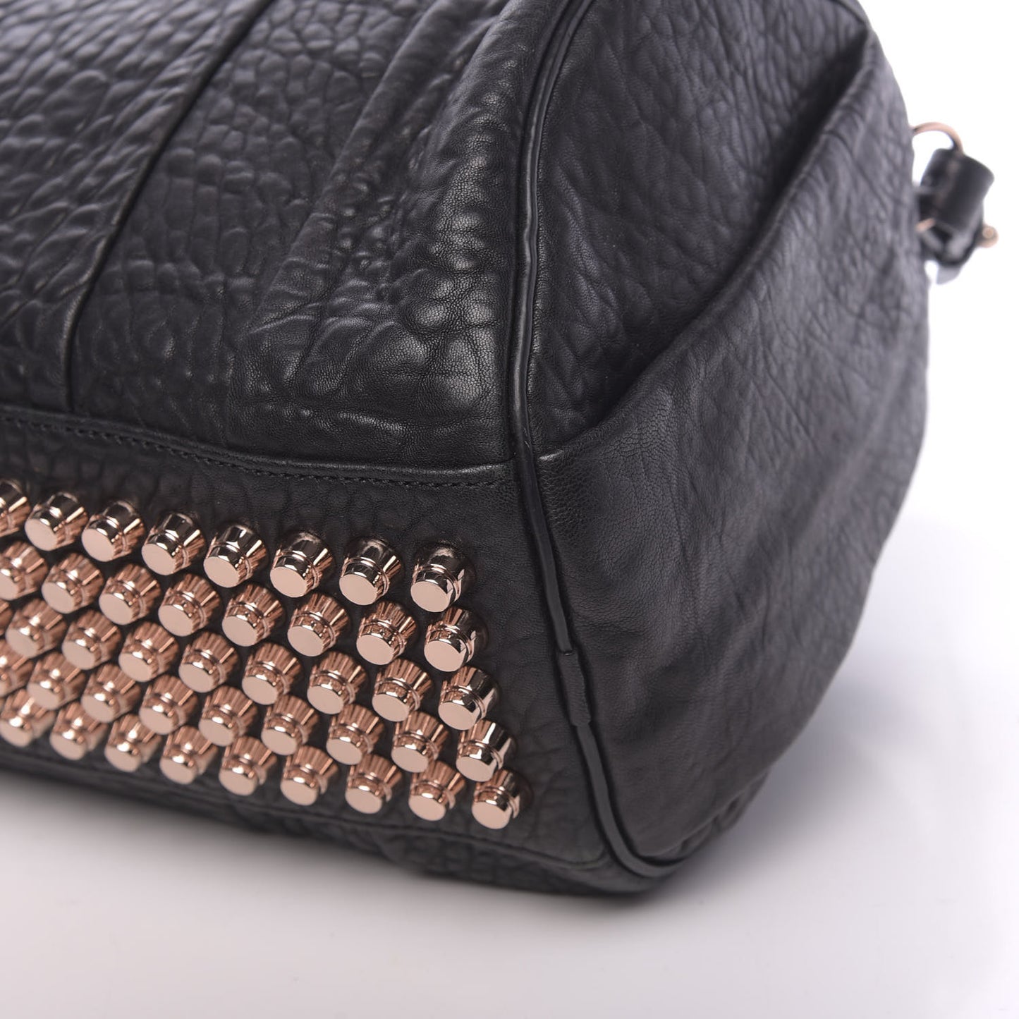 Pebbled Lambskin Rocco Black Rose Gold Hardware