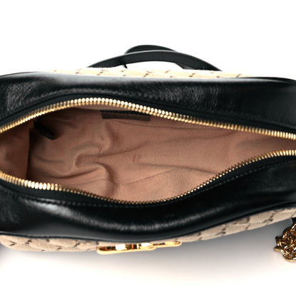 Gucci Monogram Matelasse Diagonal Small GG Marmont Chain Shoulder Bag Beige Black 5 of 11