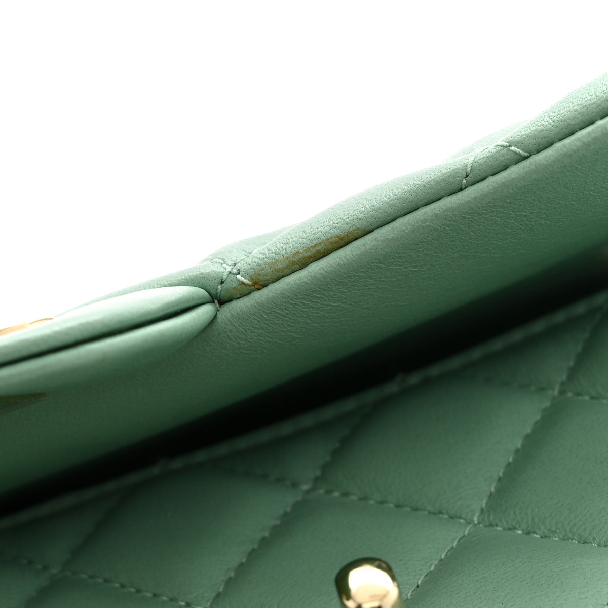 Lambskin Quilted Mini Rectangular Flap Light Green