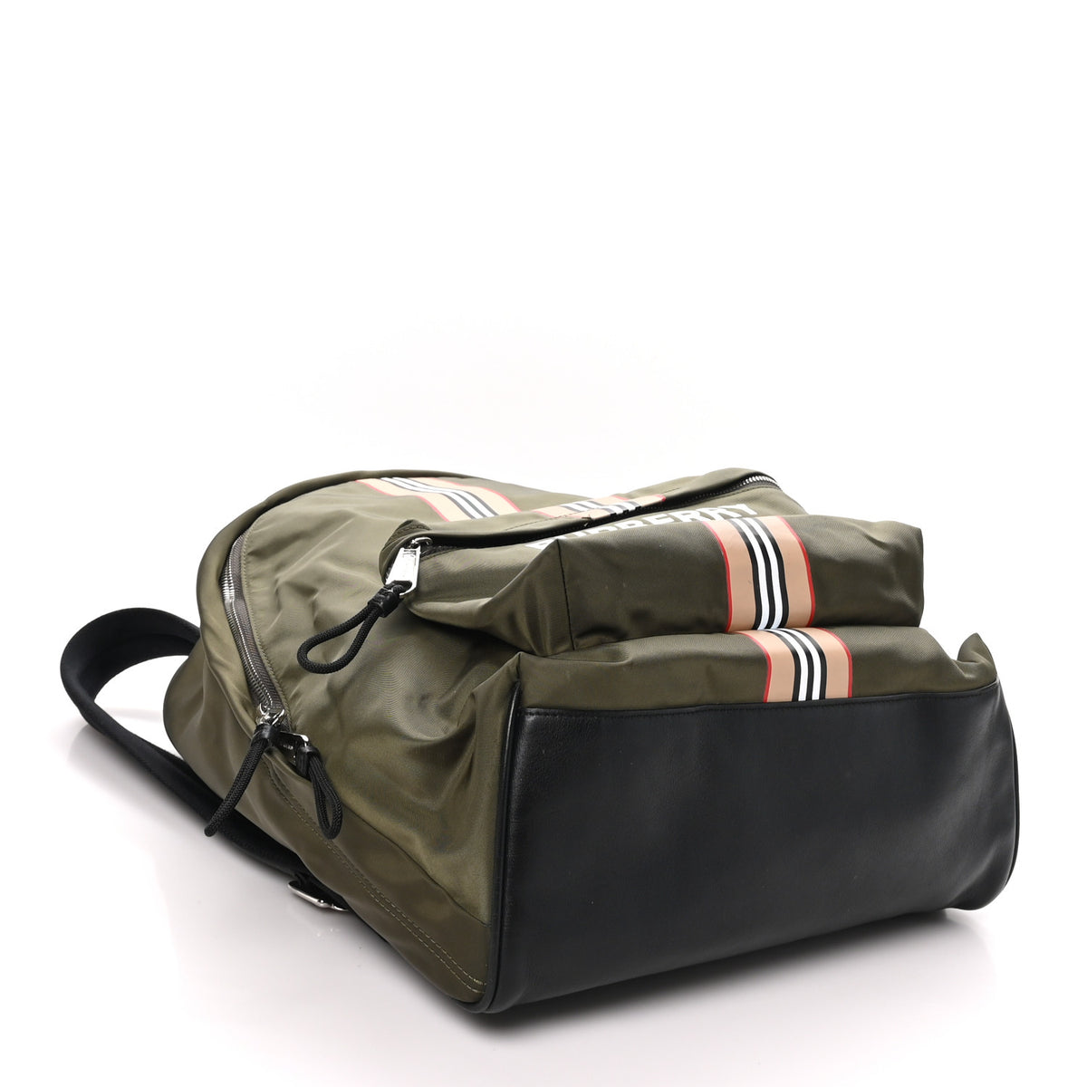 Burberry Canvas Vintage Check Stripe Jett Backpack Dark Olive Green 4 of 10