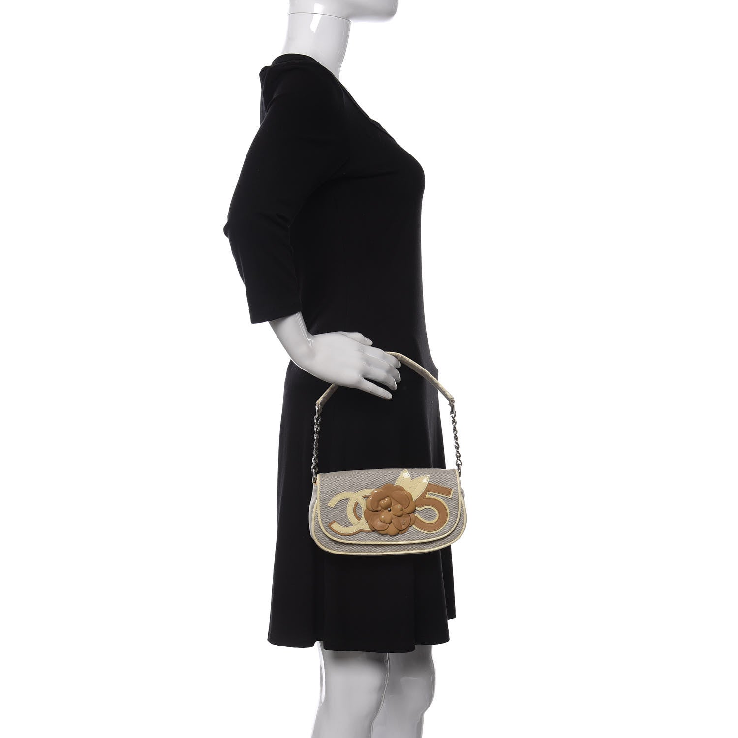 Chanel Canvas Camellia N°5 Flap Beige 2 of 12