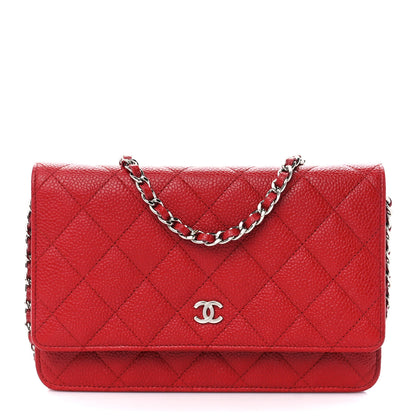Chanel Caviar Quilted Wallet on Chain WOC Red 1 of 12