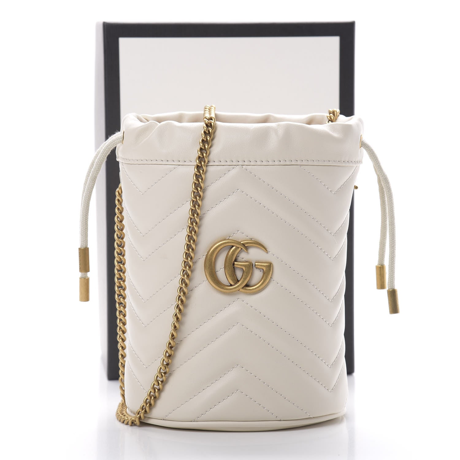 Gucci Calfskin Matelasse Mini GG Marmont 2.0 Bucket Bag White 12 of 12