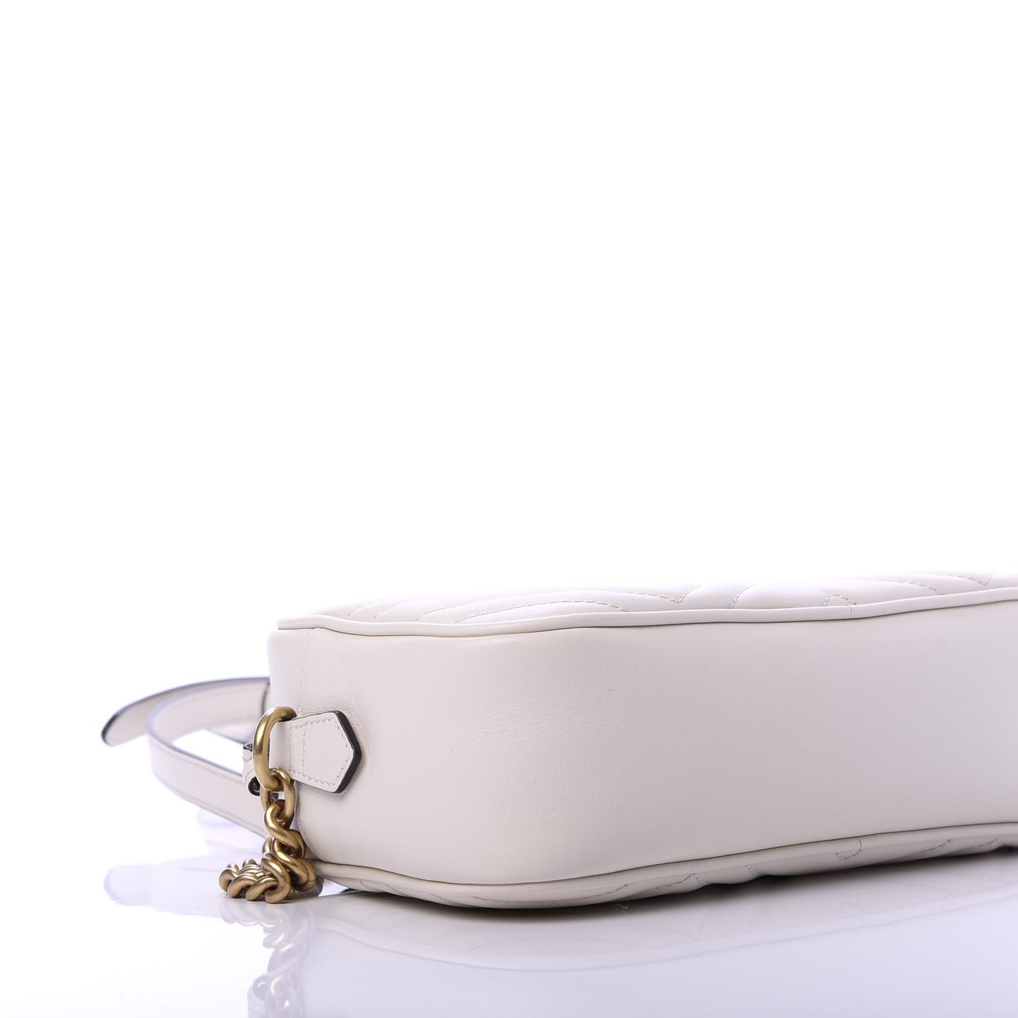 Calfskin Matelasse Small GG Marmont Chain Shoulder Bag White