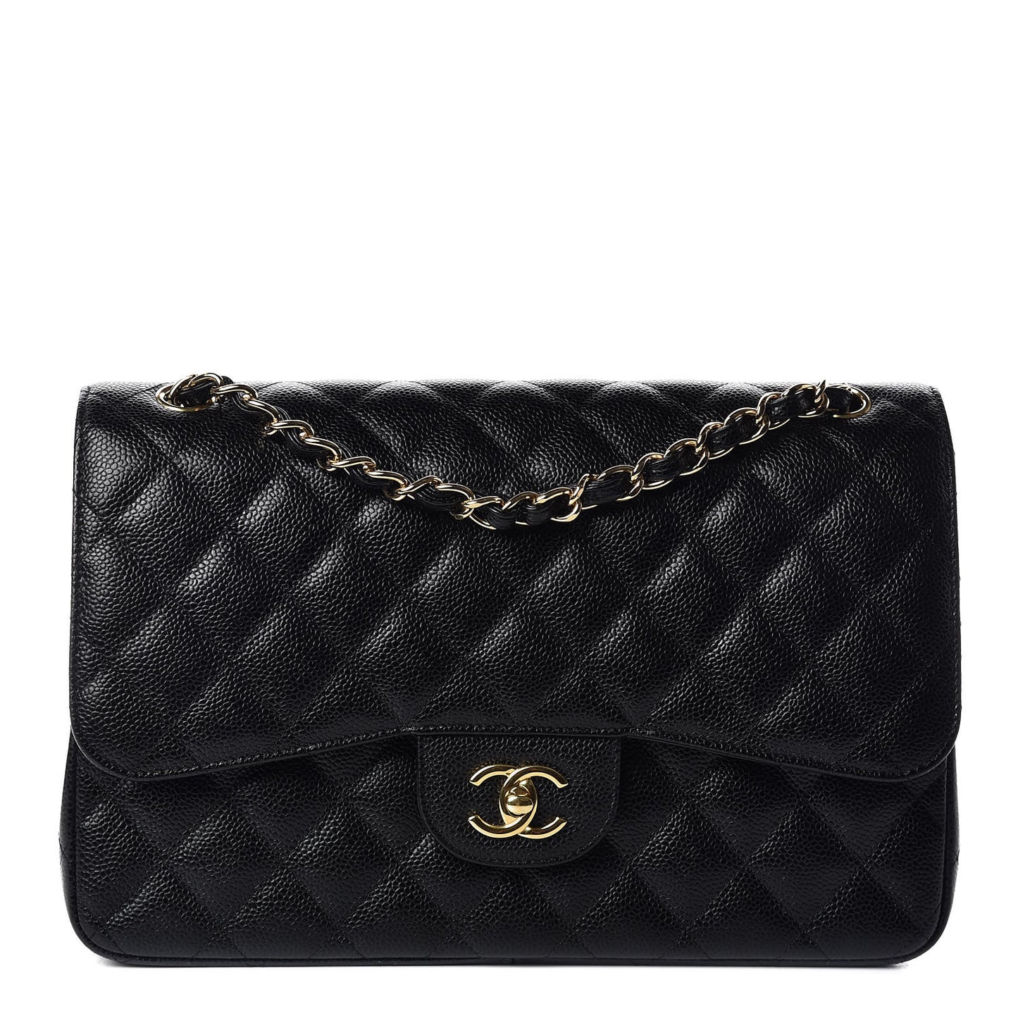 Caviar Quilted Jumbo Double Flap Black