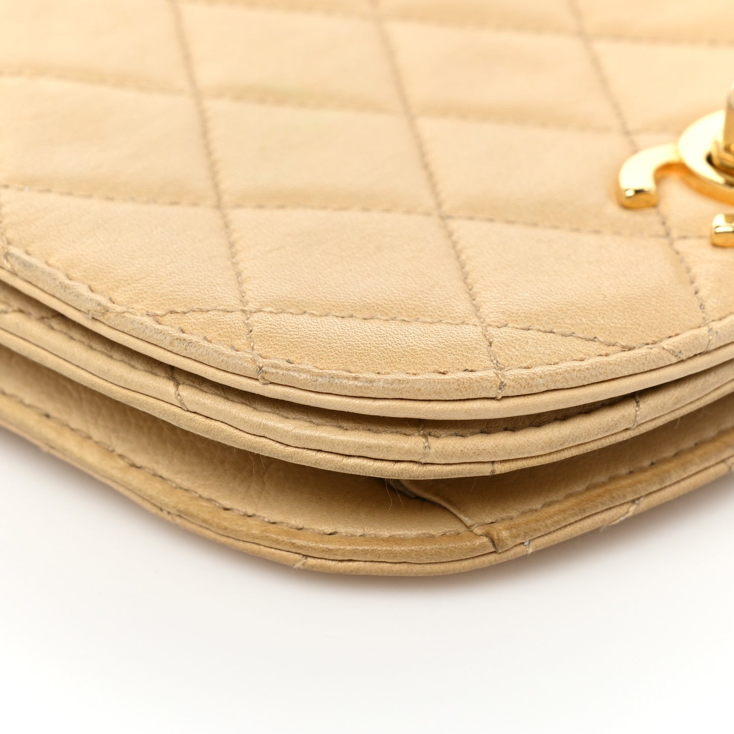 Lambskin Quilted Flap Waist Belt Bag 75 30 Beige