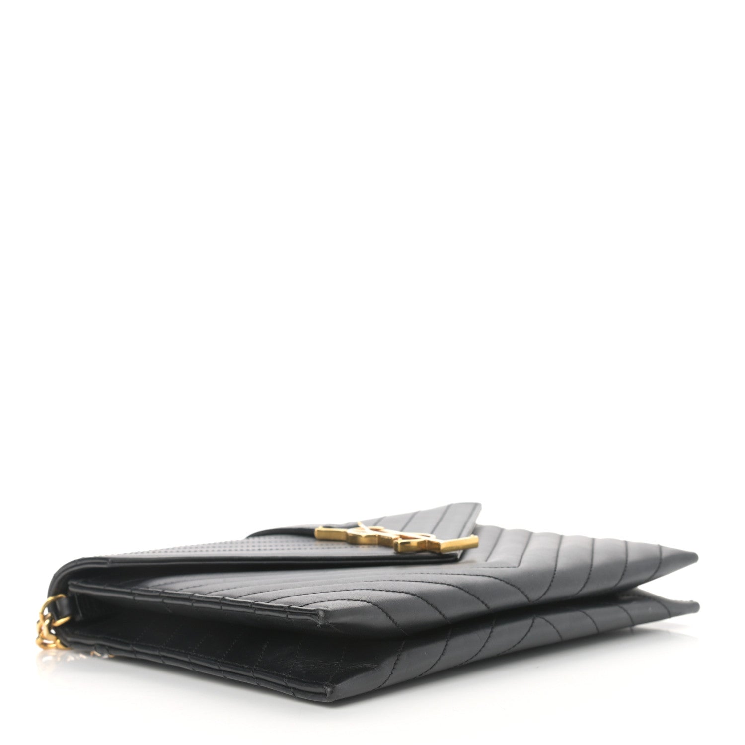 Saint Laurent Calfskin Matelasse Chevron Medium Monogram Satchel Black 4 of 16