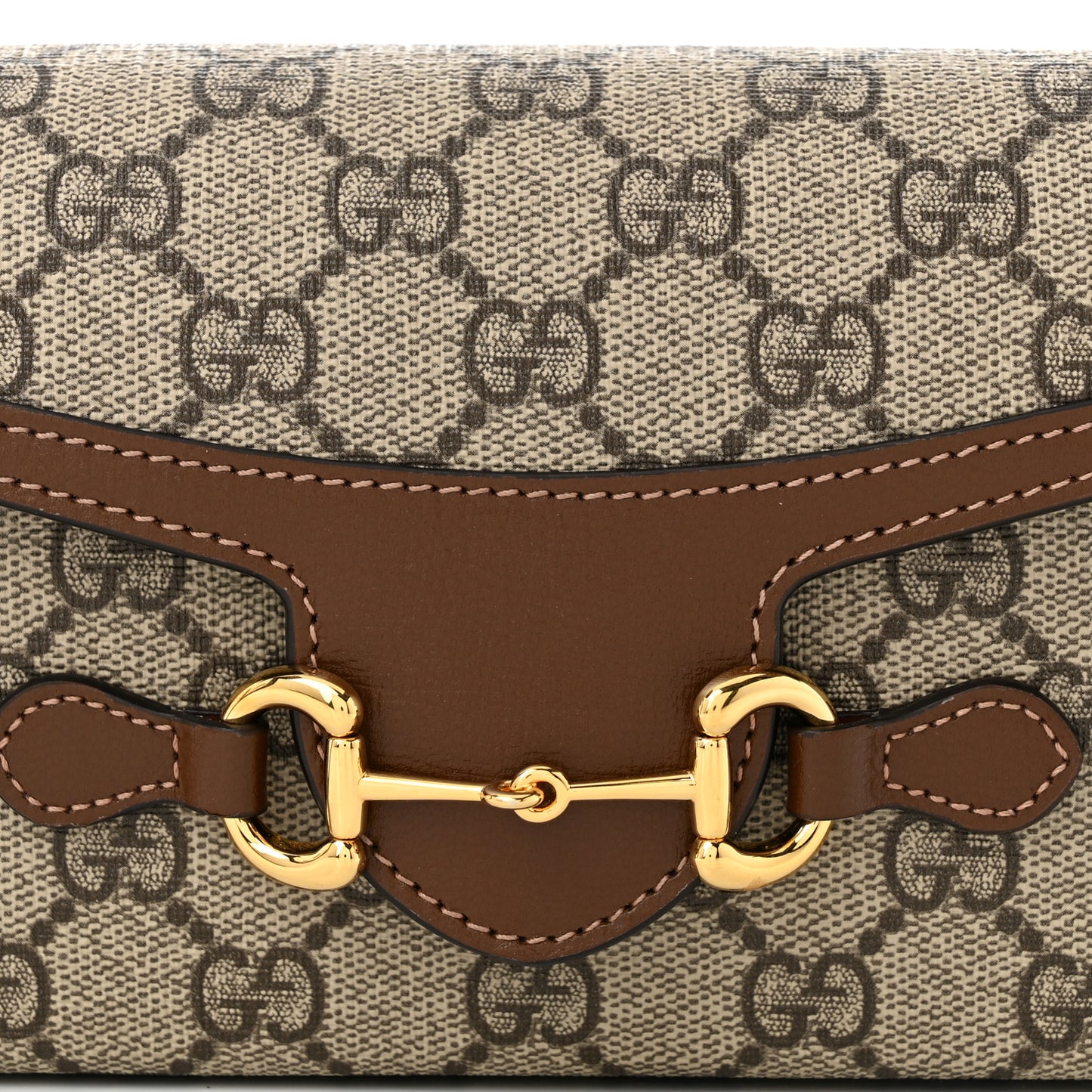 GG Supreme Monogram Mini Horsebit 1955 Shoulder Bag Beige Brown Sugar