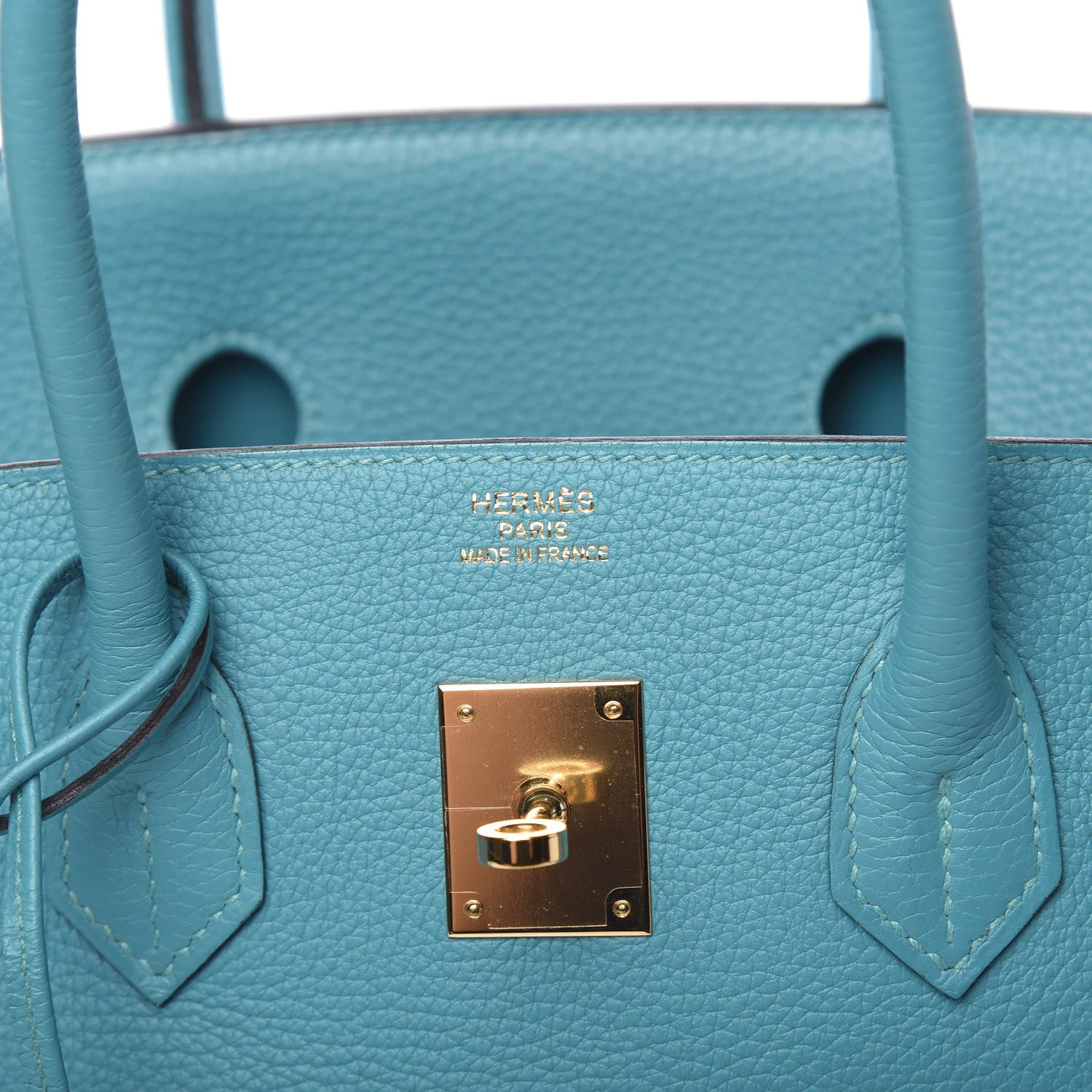 Hermes Taurillon Clemence Birkin 35 Turquoise 6 of 9
