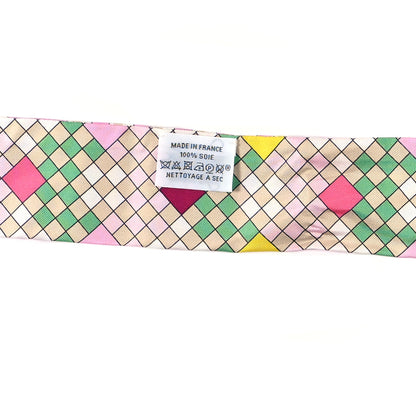 Hermes Silk Colliers De Chiens Remix Twilly Rose Vert Jaune 3 of 3