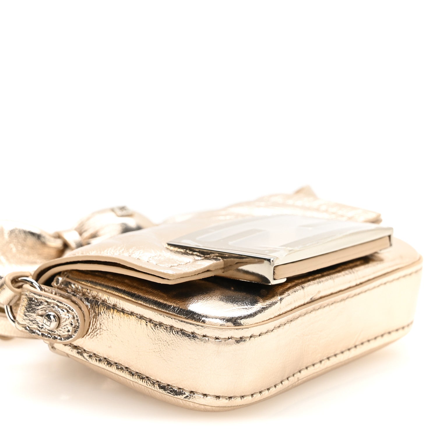 Fendi Metallic Nano Baguette So Sweet Handle Charm Gold 9 of 10