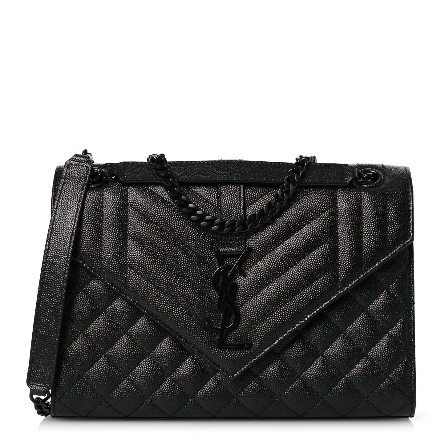 Grain De Poudre Textured Mixed Matelasse Triquilt Medium Monogram Monochrome Satchel Black