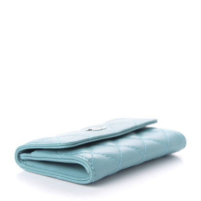 Chanel Lambskin Quilted Flap Card Holder Turquoise 4 of 8