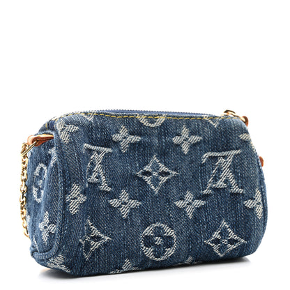 Louis Vuitton Monogram Denim Pochette Speedy PM Key Holder Blue 3 of 6